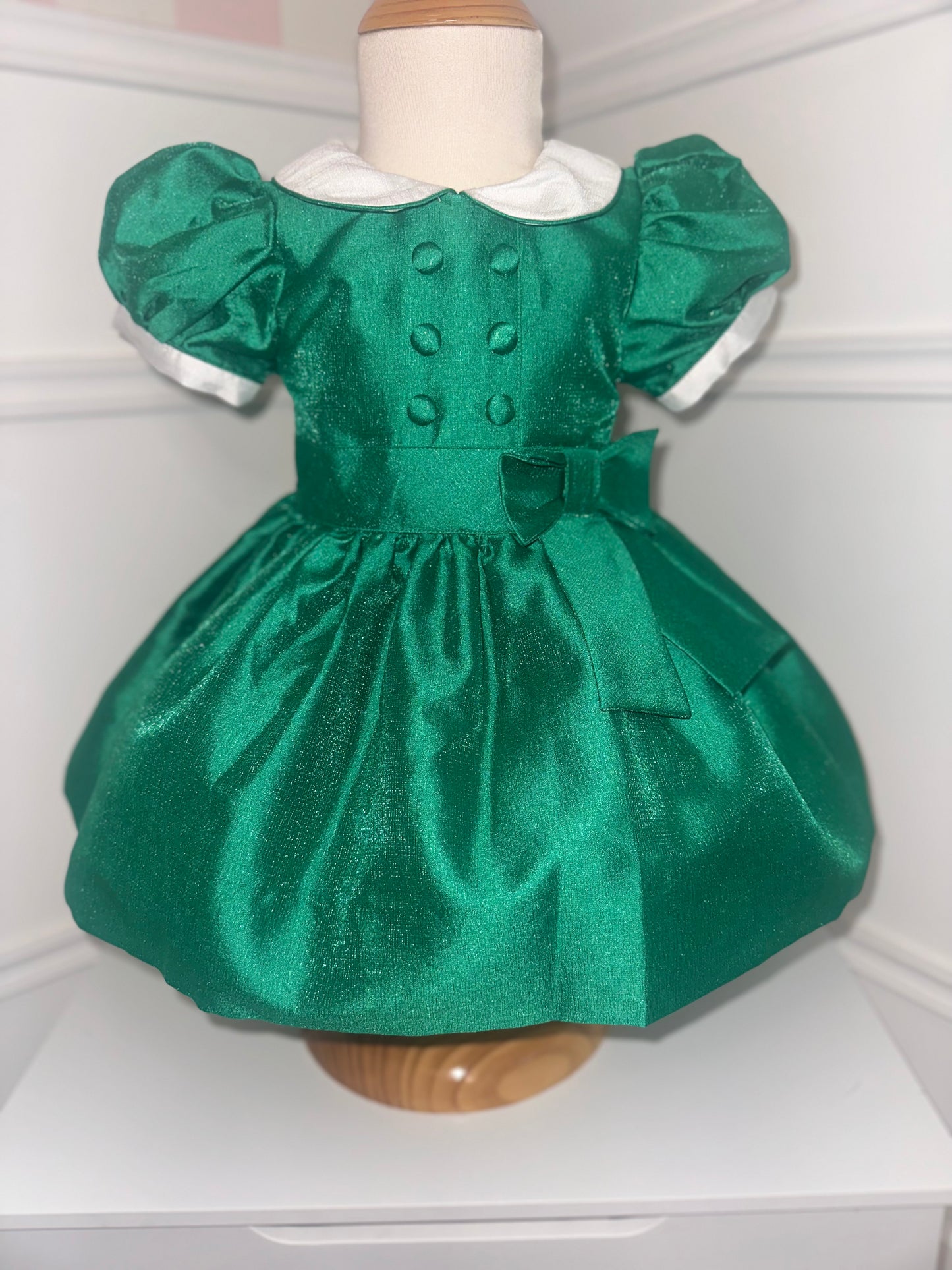 Harrods Green Classic Shimmer Smock Dress