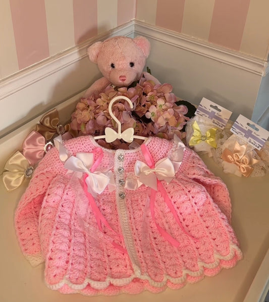 *PRE ORDER UP TO 8-10 WEEK DELIVERY* Pink Crochet Cardigan