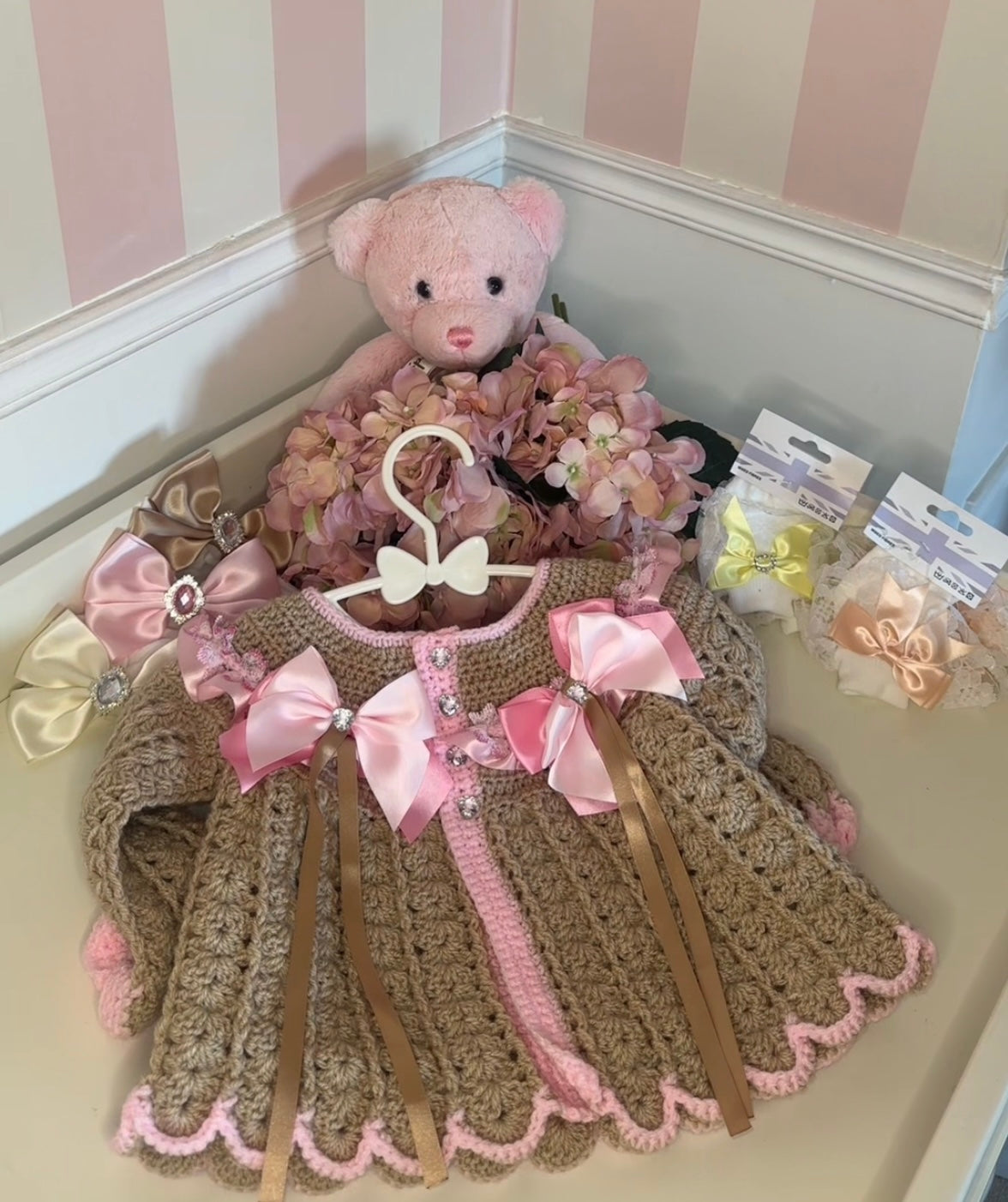 *PRE ORDER UP TO 8-10 WEEK DELIVERY* Beige Crochet Cardigan